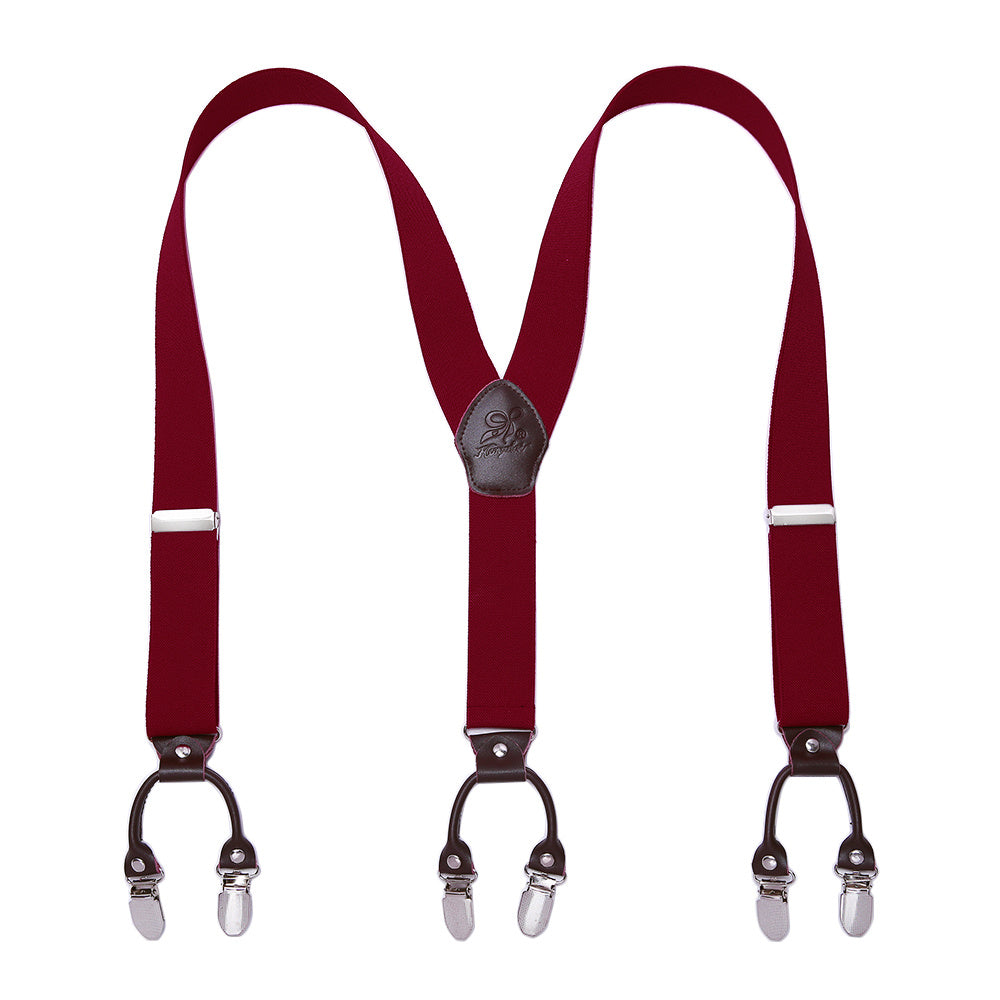Men's Y Back Suspenders with 6 Metal Clips for Wedding