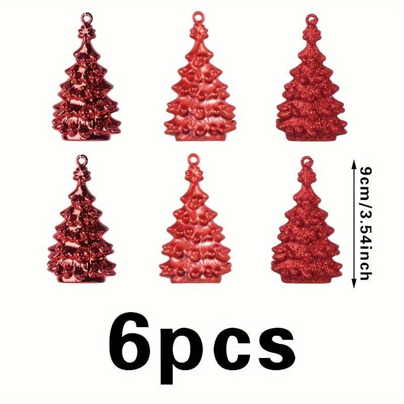 6pcs Red Relief Tree Christmas Tree Pendant Family Party Decorations