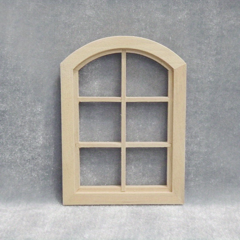 1:12 Scale Dollhouse Wooden Window Beige Fabric Glass Panel