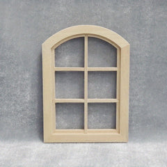 1:12 Scale Dollhouse Wooden Window Beige Fabric Glass Panel