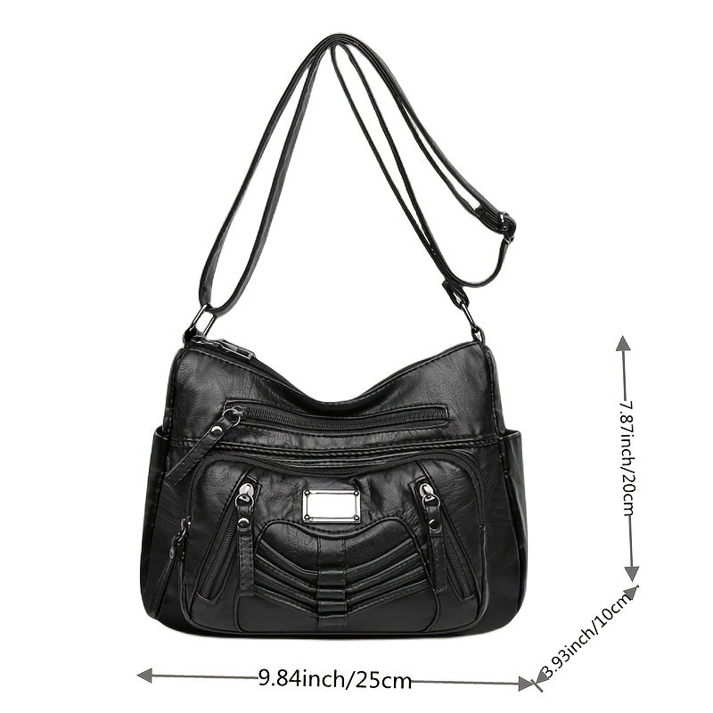 Decor Crossbody Bag Women's PU Leather Shoulder Bag Large Capacity Purse