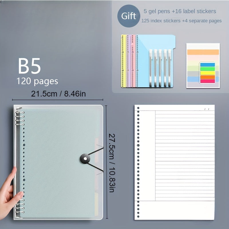 Waterproof Buckle Horizontal Line Notebook for College Students