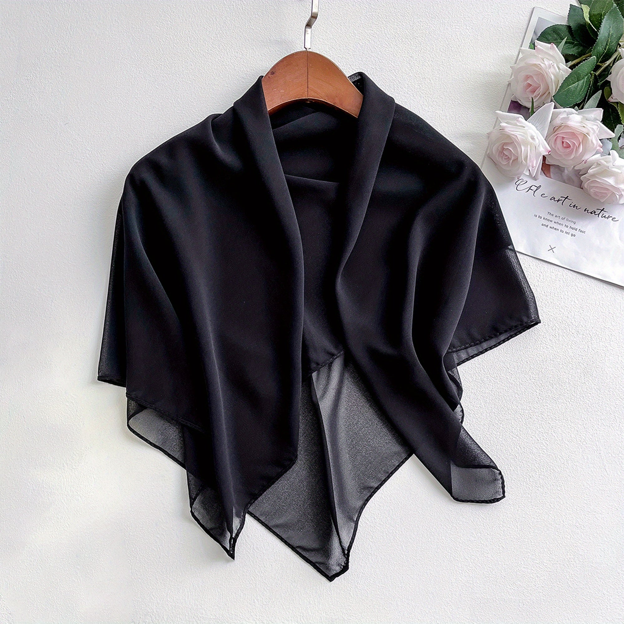 Chiffon Shawl Soft Silky Square Scarf Breathable Sunscreen Wrap