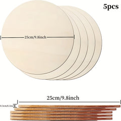 5pcs 10 Inch Wooden Circles Round Wood Sign Blank