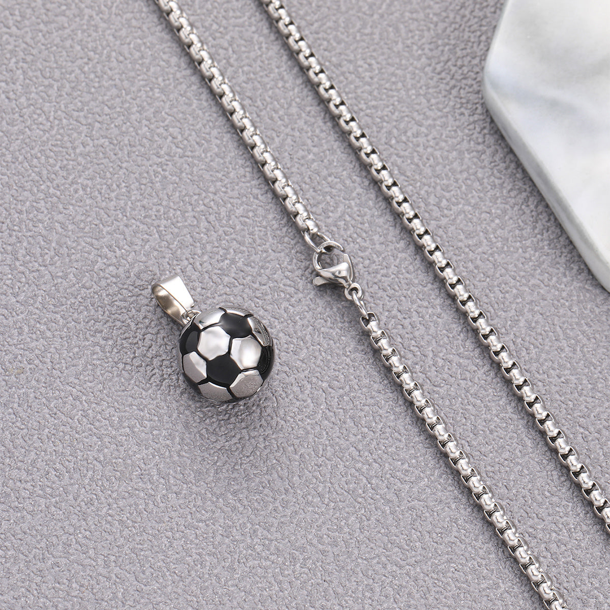 Men's Vintage Silver Football Stainless Steel Pendant Necklace