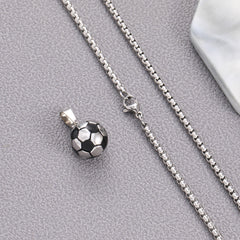 Men's Vintage Silver Football Stainless Steel Pendant Necklace