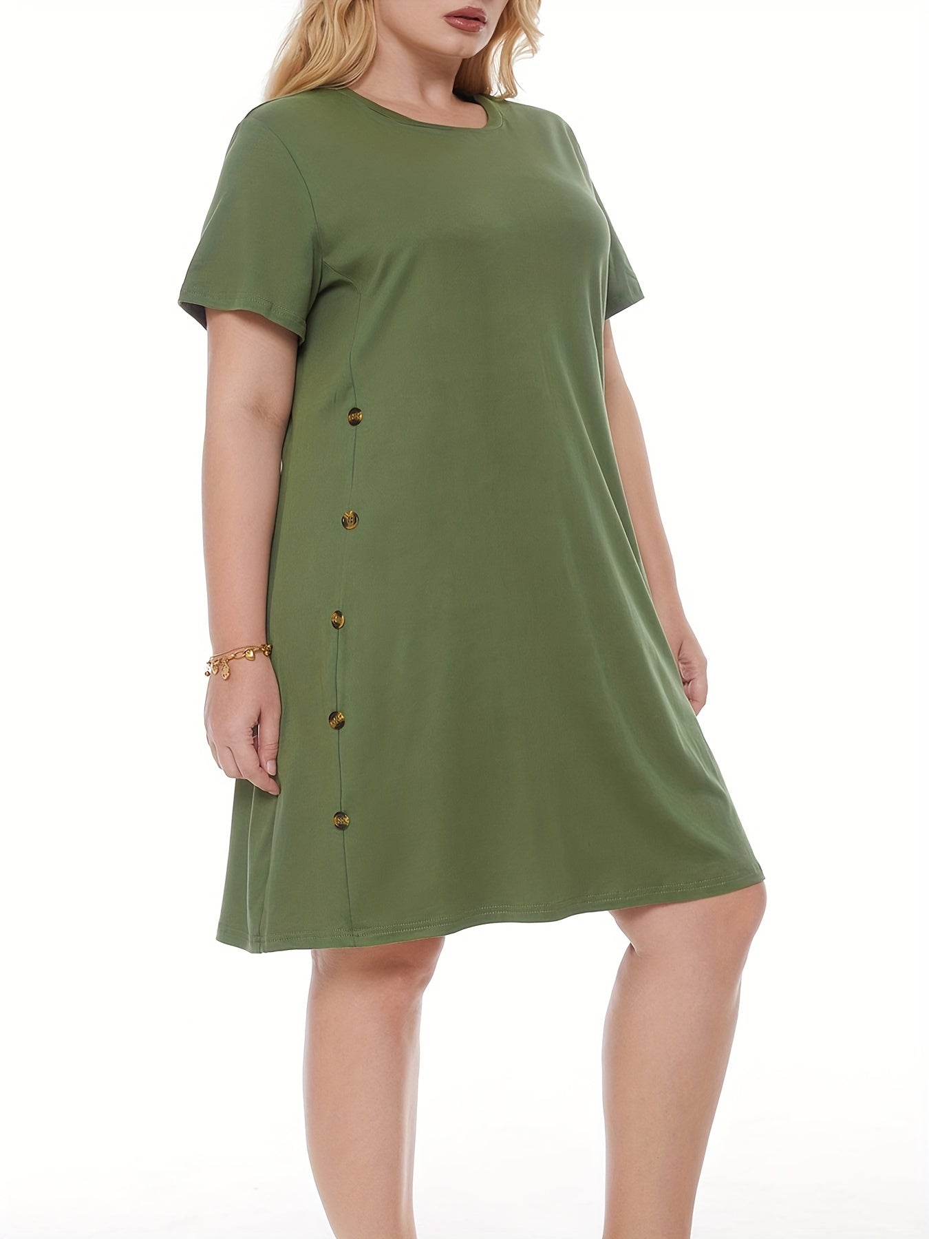  Casual Dress Women's Plus Button Tee Dress