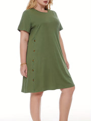  Casual Dress Women's Plus Button Tee Dress