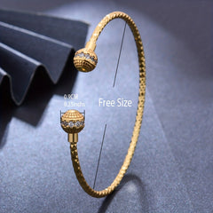 Rhinestone Inlaid Bangle Bracelet 18K Plated Copper Hand Jewelry