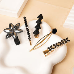 5 Flower Clover Rhinestone Hair Clips Vintage Barrette Hair Accessories