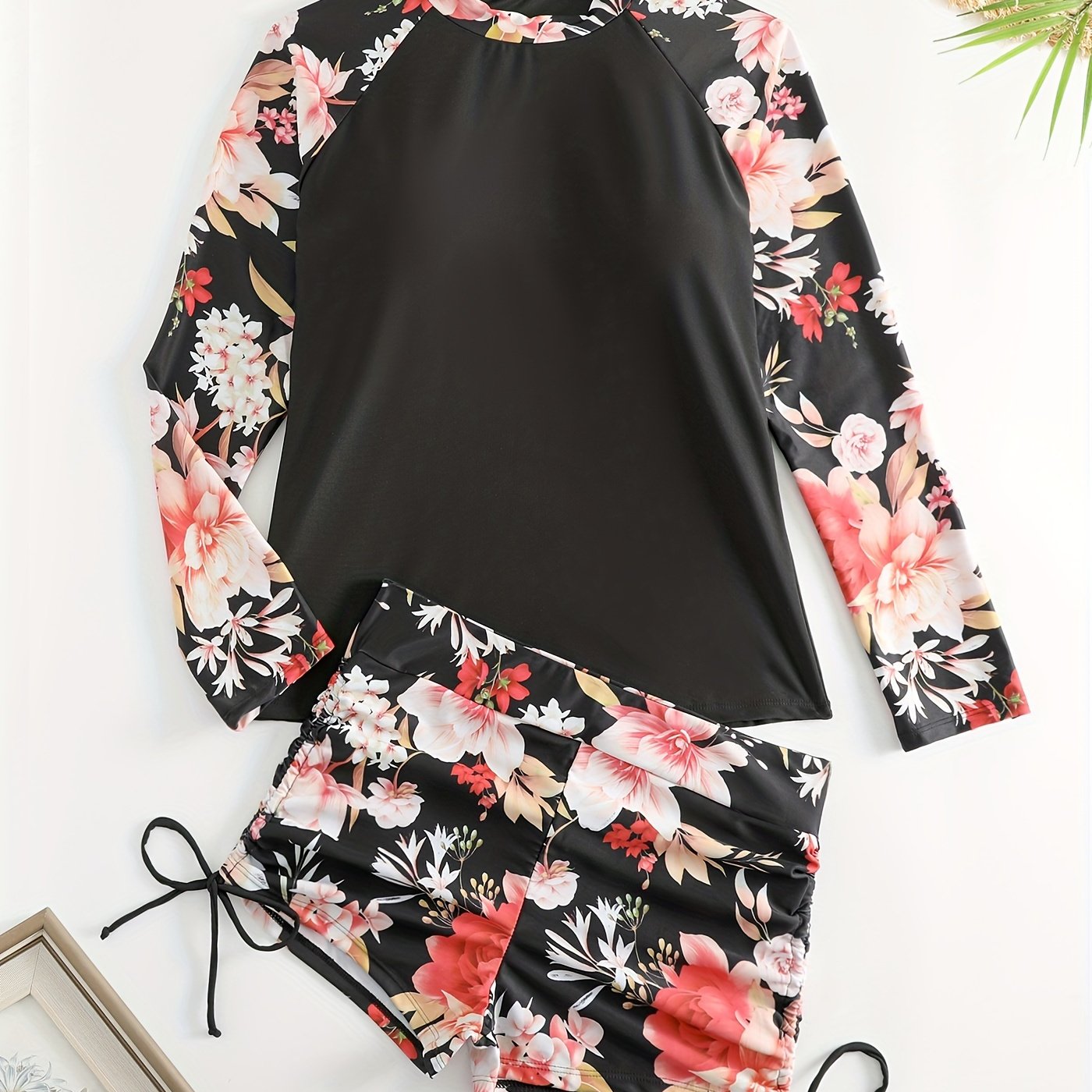  Floral Print Tankini & Shorts Set