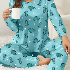  Dino & Paw Print Long Sleeve Pajama Set