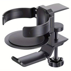 360 Rotation Under Desk Cup & Headphone Holder Telescoping Aluminum Stand Hook