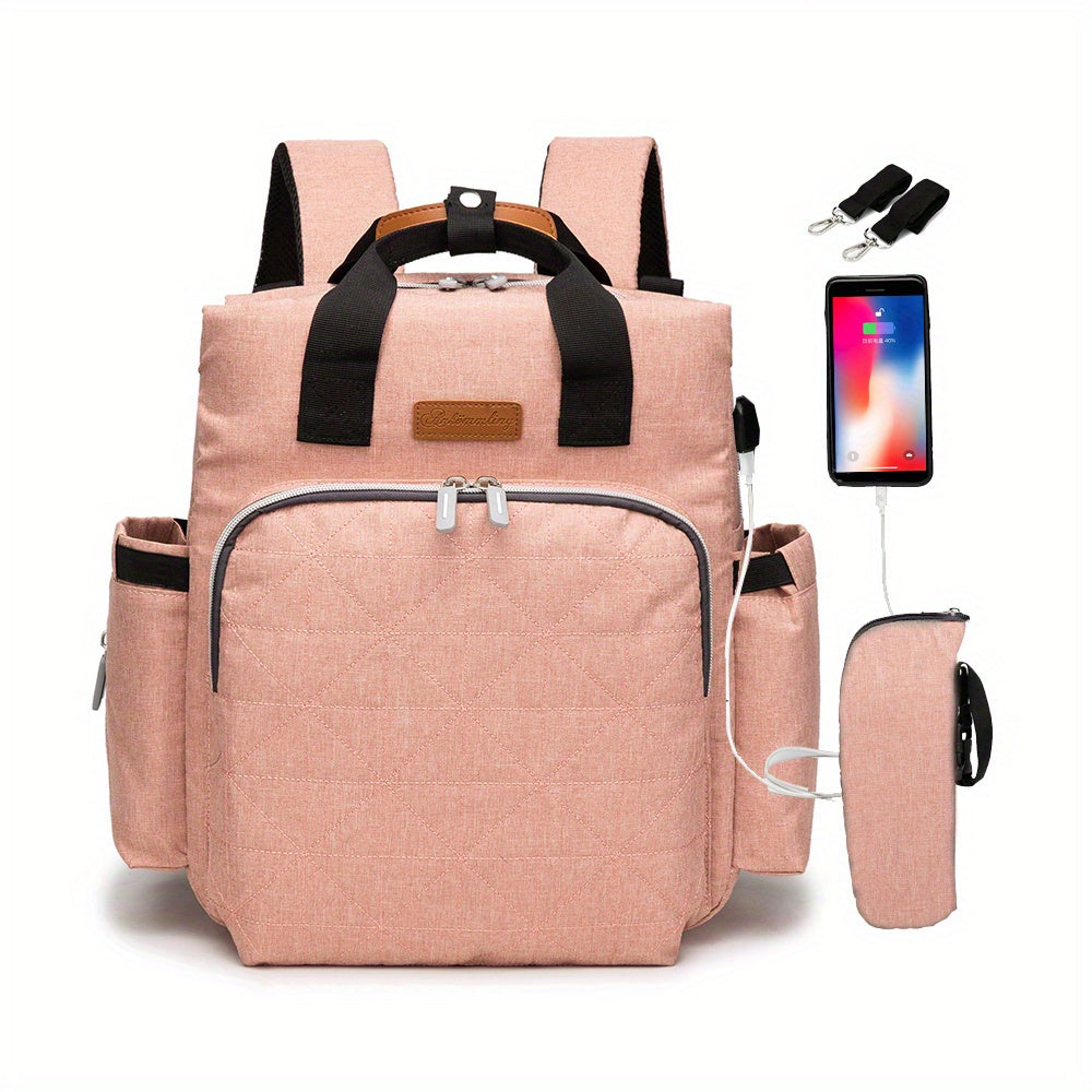 4pcs Embroidered Mommy Bag Set with Stroller Hook