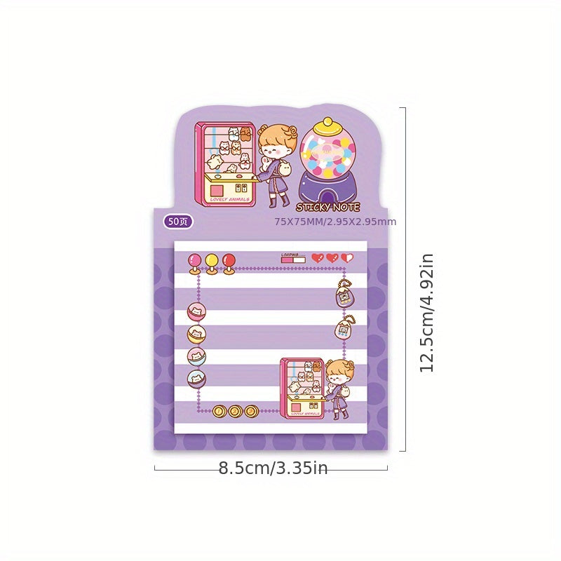 50 Sheets Cartoon Girl Sticky Notes for Decorating and Reminders