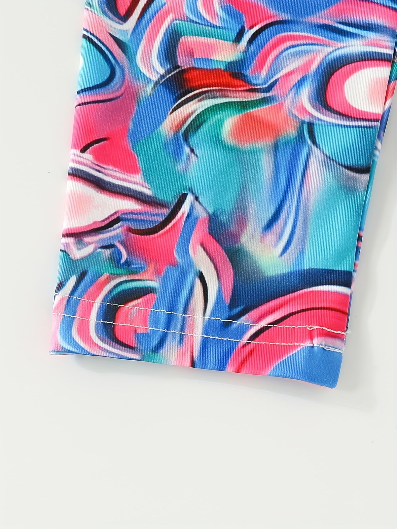 Girls' Colorful Swirls Print Cropped Pants
