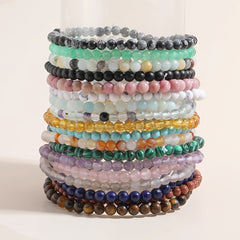 4mm Natural Stone Energy Bracelet Stackable Yoga Healing Beaded Bracelet Gift