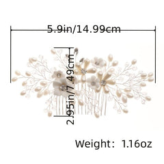 Floral Wedding Comb Pearl Hairpiece Bridal Hair Accessories