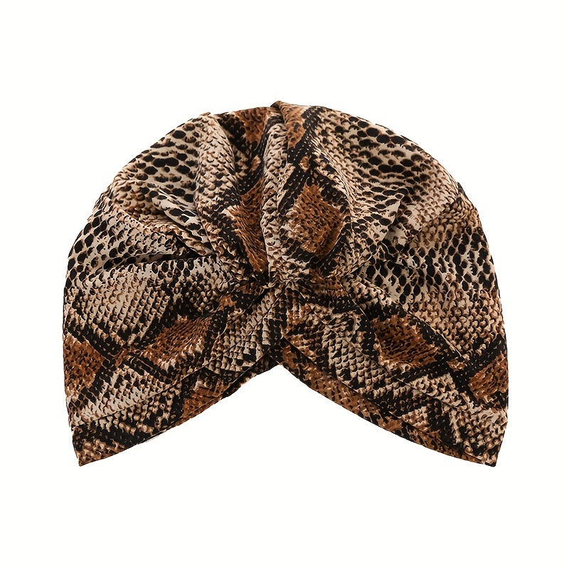 Snakeskin Print Turban Cap Lightweight Head Wrap