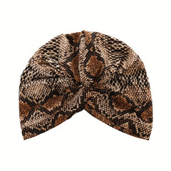 Snakeskin Print Turban Cap Lightweight Head Wrap