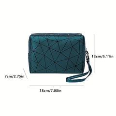 Argyle Pattern Cosmetics Bag PU Leather Makeup Storage Bag