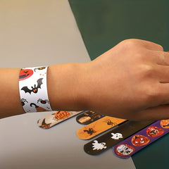 12pcs Halloween Slap Bracelets Skeleton Wrist Strap Decor