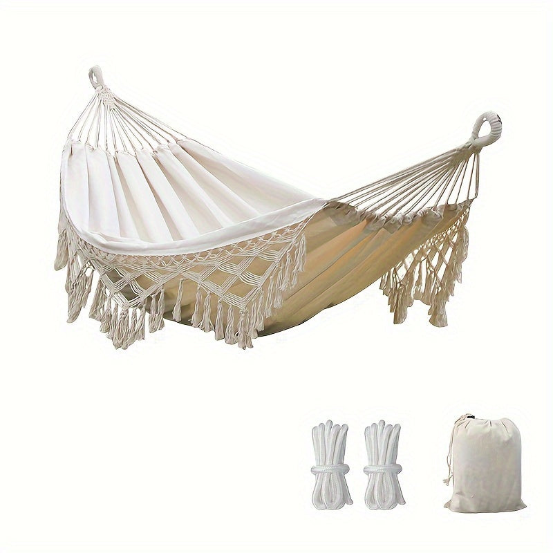 Tassel Hammock Outdoor Camping Folding Woven Canvas Swing