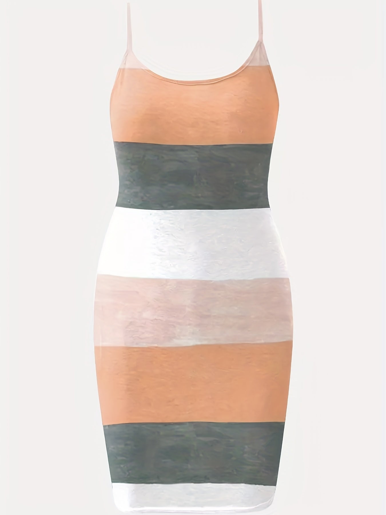  Colorblock Round Neck Cami Dress