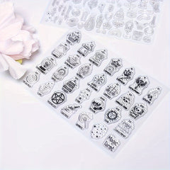 3pcs Art Pattern Transparent Stamps Abstract Art For Card Making