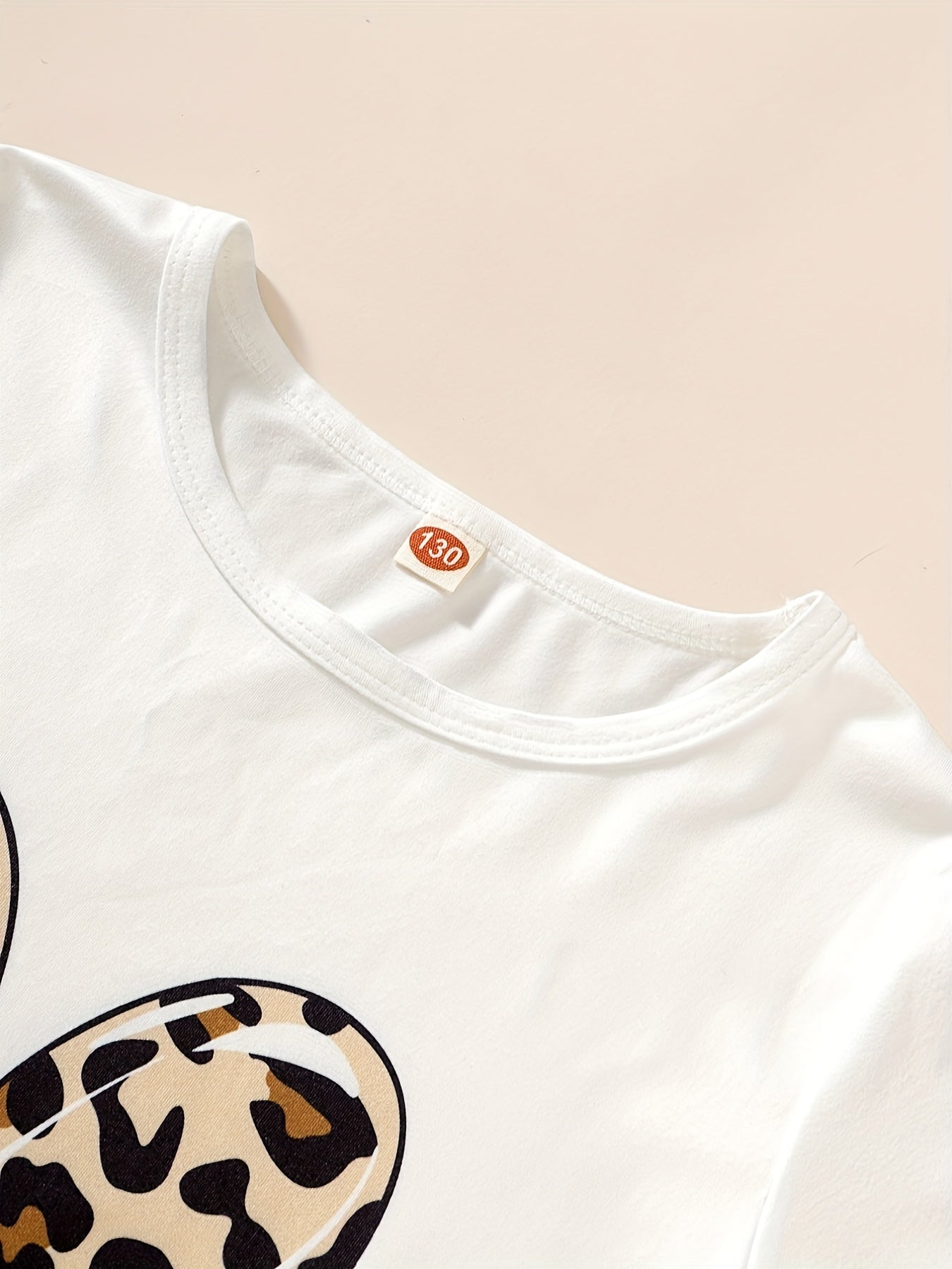 Girls Leopard Heart Graphic Tee & Shorts Loungewear Set