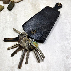 Leather Key Holder Large Capacity Keys Case Pulling-Out Keys Pouch