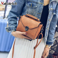 Vintage Casual Women PU Leather Small Handbag Ladies Shoulder Crossbody Bag