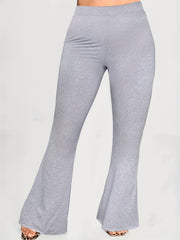  Solid High Rise Flared Leg Pants