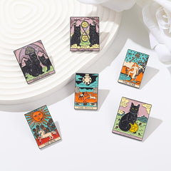 Gothic Sun Moon Stars Cat Enamel Pins