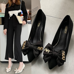 Women's Bowknot High Heels Pointed Toe Slip On Stiletto Heels