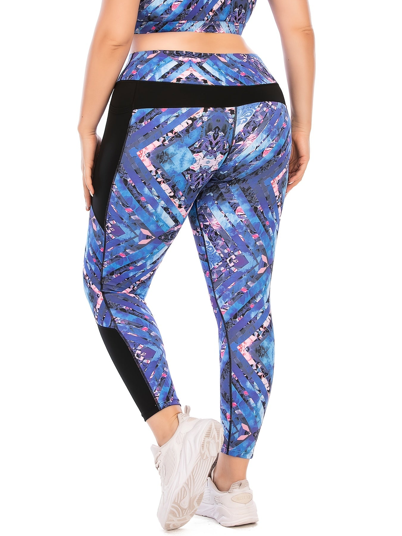  Colorblock Print Yoga Leggings Medium Stretch Workout Leggings