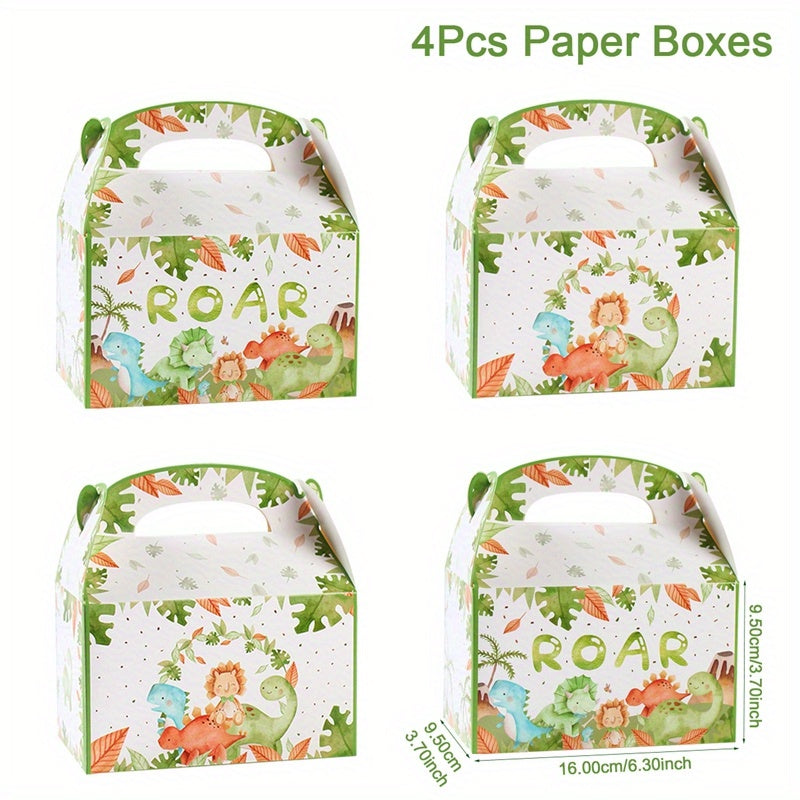 4pcs Polychrome Jungle Animals Treat Boxes 6 Inch