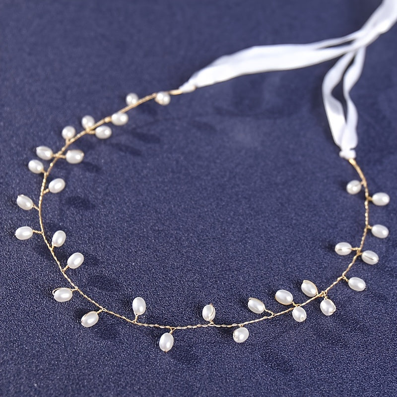 Boho Pearl Hair Vine Headpiece for Brides