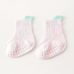 6 Pairs Baby Boys Mesh Breathable Crew Socks Anti-Skid Toddlers Children's Socks