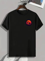 Summer Sunset Pattern Print Men's Comfy Sports T shirt Graphic Tee