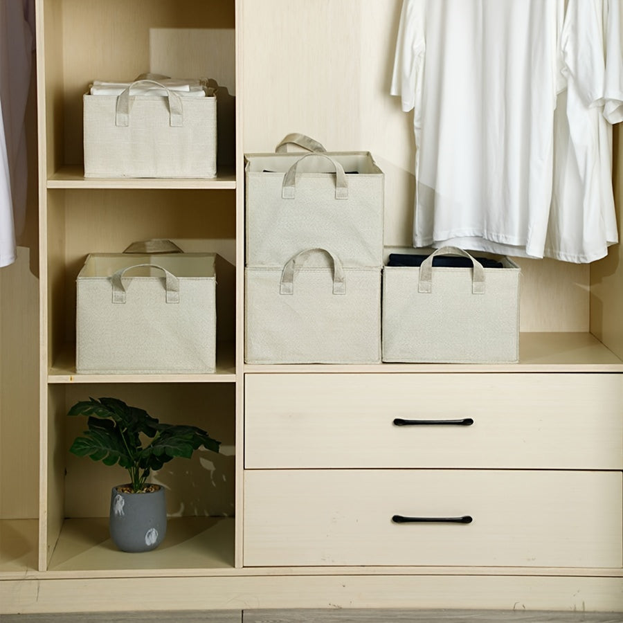 Foldable Storage Box Clothes Bamboo Cotton Finishing Storage