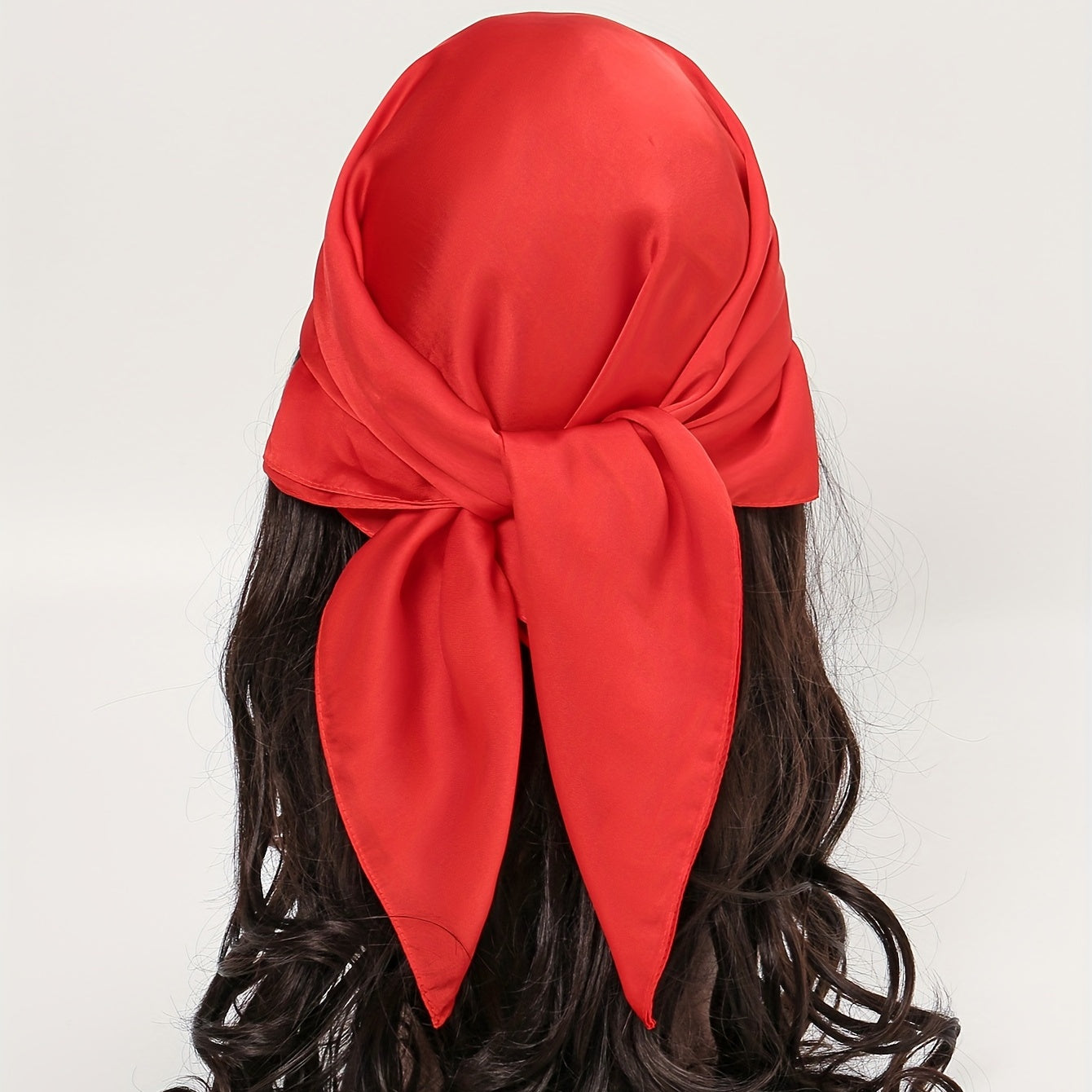 Red Satin Bandana Square Scarf Neckerchief Head Wrap Hair Accessory