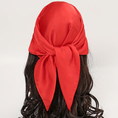 Red Satin Bandana Square Scarf Neckerchief Head Wrap Hair Accessory