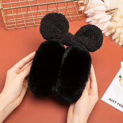 Women's Plush Teddy Bear Ear Warmers Soft Pink Cold Weather