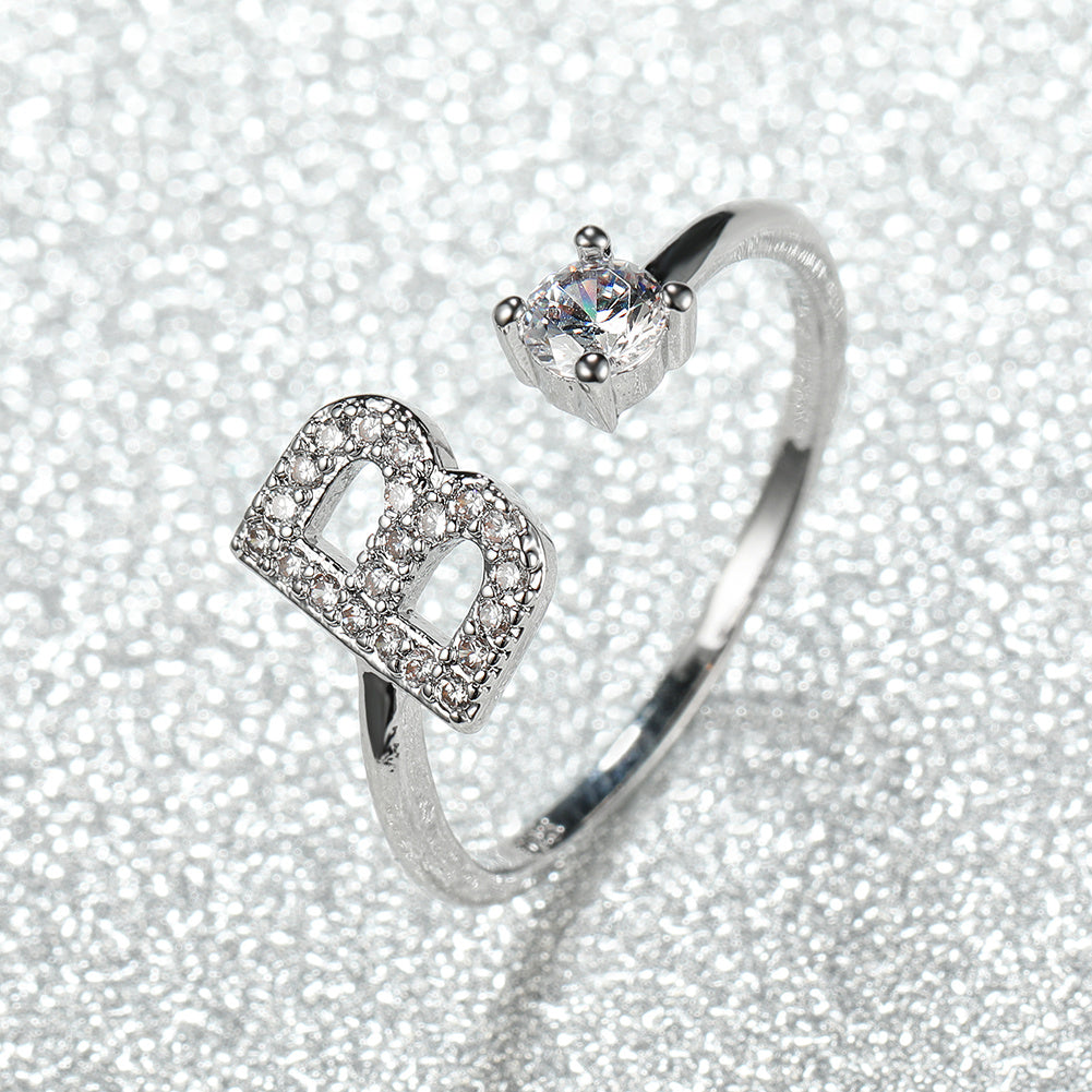 Hot Silver A Alphabet Rings Initial Rings Wedding Love Rings