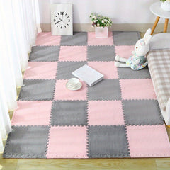 6pcs Interlocking Shaggy Soft Foam Mat Anti-slip Area Rugs
