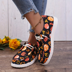 Halloween Pumpkin Pattern Flat Shoes Horror Style Sport Shoes