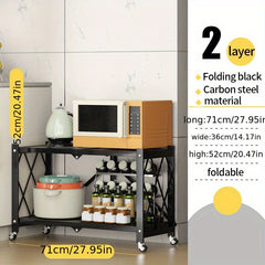 Folding Storage Rack w/Wheel, Floor Layer, Kitchen Cart, Household Supplies