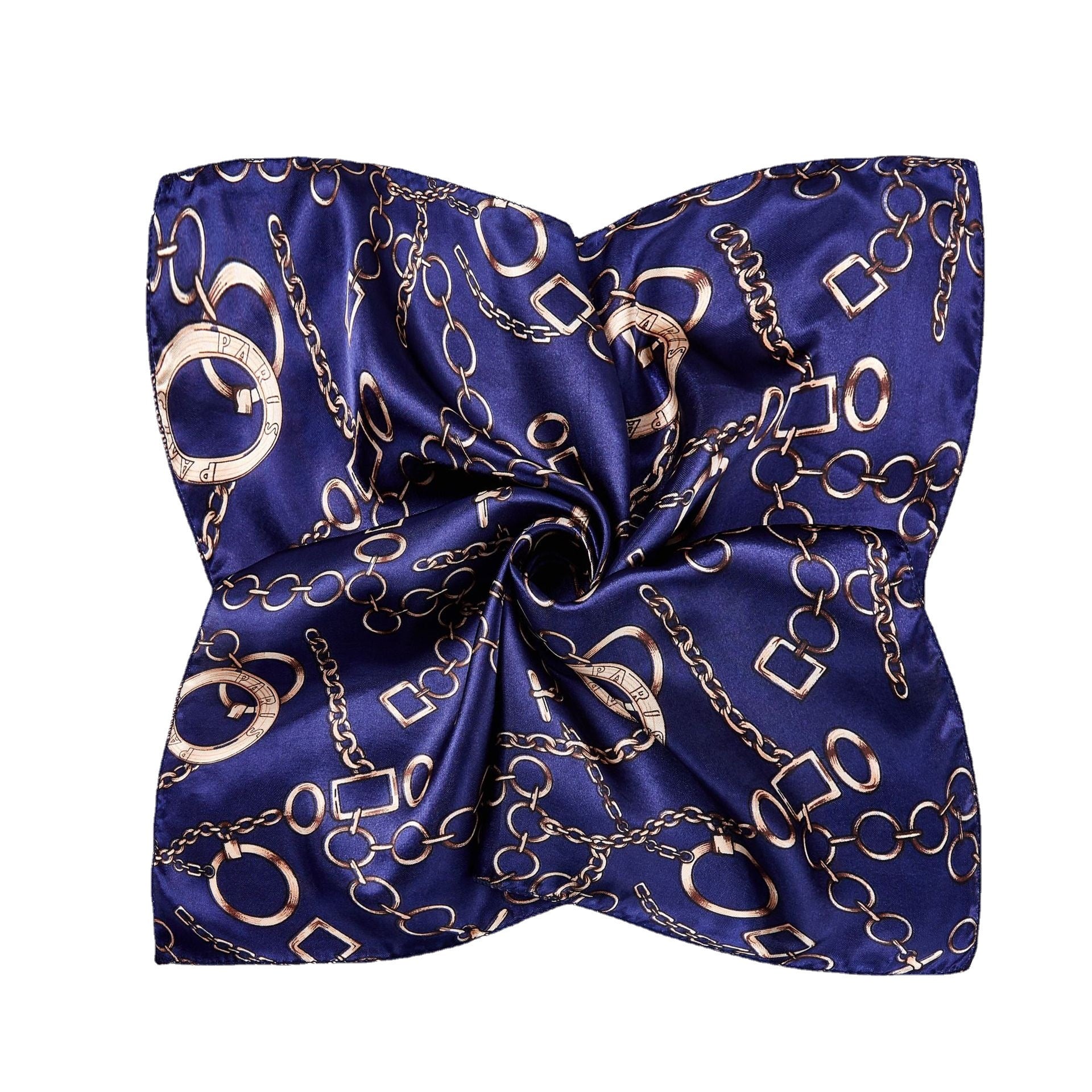 Square Satin Scarf Chain Print Neckerchief Hair Wrap