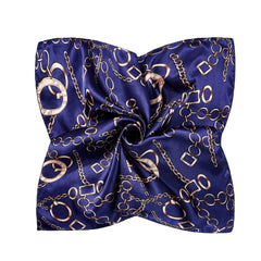 Square Satin Scarf Chain Print Neckerchief Hair Wrap